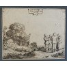 Pieter de Molijn "Peisaj cu personaje" gravura veche 1626