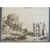 Pieter de Molijn "Peisaj cu personaje" gravura veche 1626