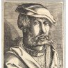Heinrich Aldegrever "Autoportret" gravura veche 1537-1580