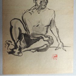 Ovidiu Marciuc "Nud de barbat" desen in tus