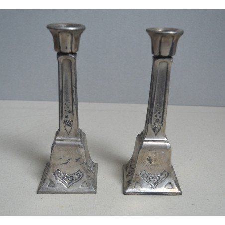 Pair of Art Nouveau antimony candlesticks, circa 1900