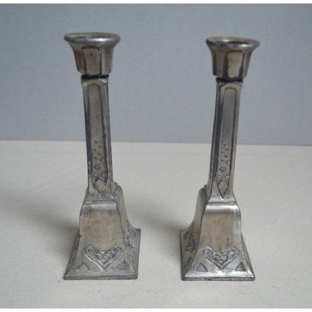Pair of Art Nouveau antimony candlesticks, circa 1900