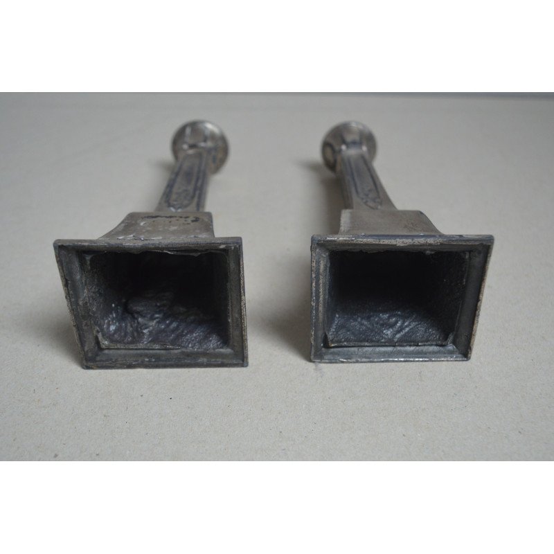Pair of Art Nouveau antimony candlesticks,...