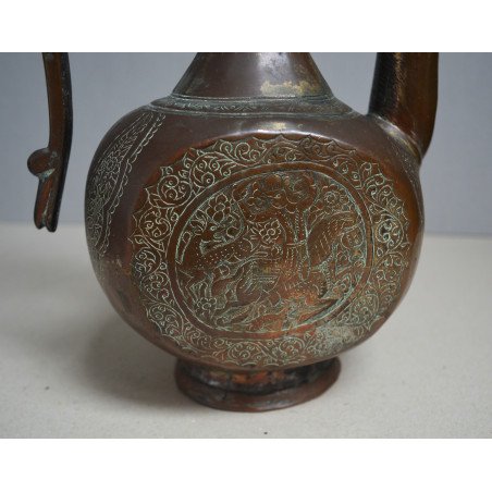 Persian engraved copper ewer (ibrik), 18th-19th century