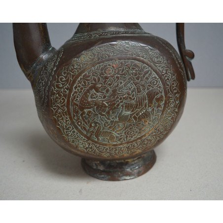 Persian engraved copper ewer (ibrik), 18th-19th century