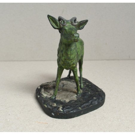 "Stag" painted metal figurine, circa 1900