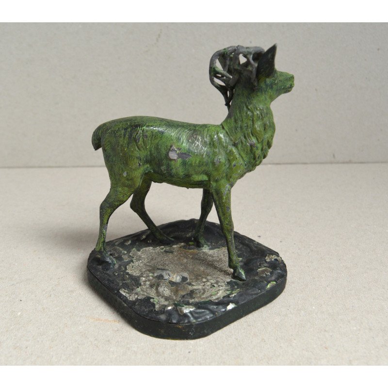 "Stag" painted metal figurine, circa 1900