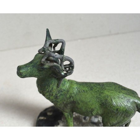 "Stag" painted metal figurine, circa 1900