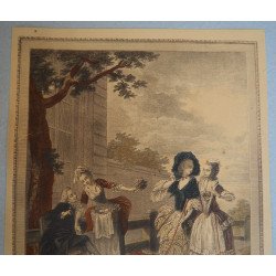 Sigmund Freudenberger "La Promenade du matin" gravura veche 1774
