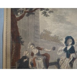 Sigmund Freudenberger "La Promenade du matin" gravura veche 1774