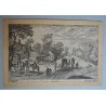 Jan Brueghel cel Batran "Drum de tara cu carute " gravura veche 1600-1604