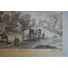 Jan Brueghel cel Batran "Drum de tara cu carute " gravura veche 1600-1604