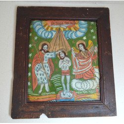 "The Baptism of Christ" icon on glass, Scheii Brasovului,...