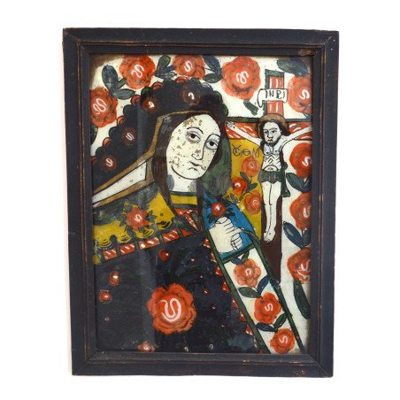 "The Sorrowful Mother of God" icon on glass, Gherla, late 19th century