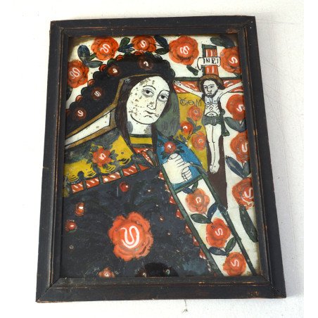 "The Sorrowful Mother of God" icon on glass, Gherla, late 19th century