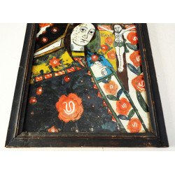 "Maica Domnului Indurerata" icoana pe sticla Gherla sfarsit de sec XIX