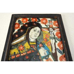 "Maica Domnului Indurerata" icoana pe sticla Gherla sfarsit de sec XIX