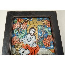"Iisus vita de vie" icoana pe sticla de Scheii Brasovului sfarsit de sec XIX
