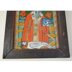 "Sfantul Haralambie" icoana pe sticla de Scheii Brasovului sfarsit de sec XIX