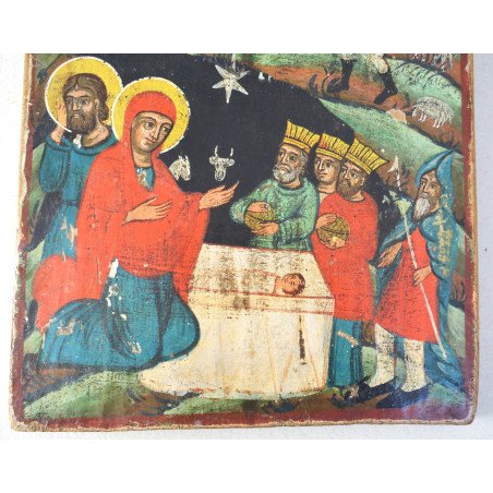 "The Nativity of Jesus Christ" icon on wood, 19th century