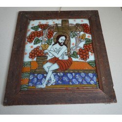 "Iisus vita de vie" icoana pe sticla Scheii Brasovului sfarsit de secol XIX