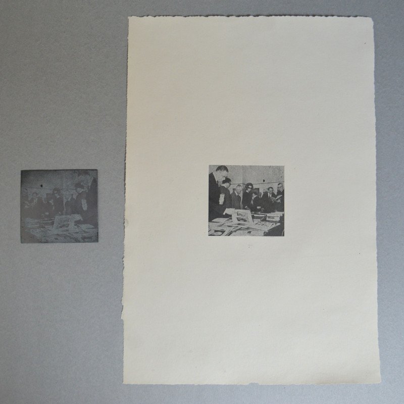Engraving with its zinc plate, 1970s-1980s