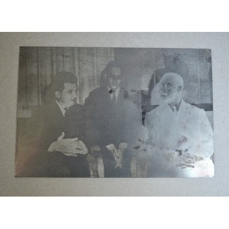 Nicolae Ceausescu, engraving with its zinc plate, 1970s-1980s