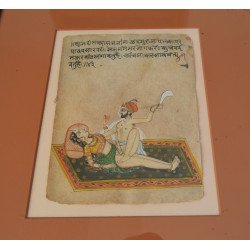 Miniatură indiană erotică Scenă erotică – poziția “Chaanreet” (Aasun)