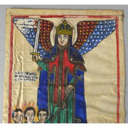 Arhanghelul Mihail tempera și cerneală pe pergament, Etiopia, sec. XVIII–XIX