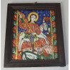 "Sfantul Gheorghe omorand balaurul" icoana pe sticla de Fagaras sfarsit de secol XIX