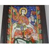 "Sfantul Gheorghe omorand balaurul" icoana pe sticla de Fagaras sfarsit de secol XIX