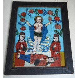 "Invierea Domnului" icoana pe sticla de Gherla sau Nicula sfarsit de secol XIX