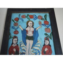 "Invierea Domnului" icoana pe sticla de Gherla sau Nicula sfarsit de secol XIX