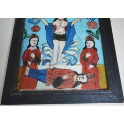 "Invierea Domnului" icoana pe sticla de Gherla sau Nicula sfarsit de secol XIX