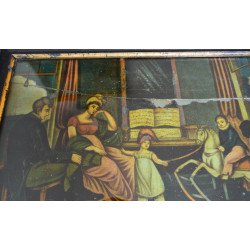 "Father's joy" mezzotinta lipita pe sticla 1809