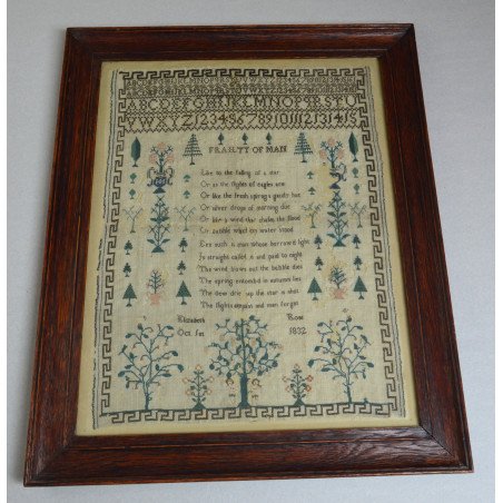 English sampler "Frailty of Man", 1832
