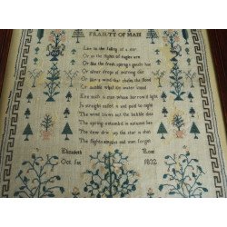Sampler englezesc „Frailty of Man”, 1832