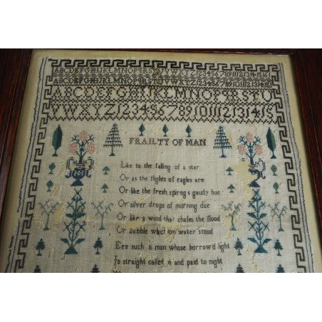 English sampler "Frailty of Man", 1832