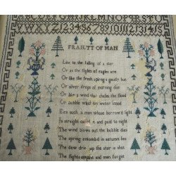 Sampler englezesc „Frailty of Man”, 1832