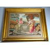 „Samariteanca la fântână” broderie cu mătase și fir de lână, Anglia, cca. 1800