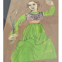 Ilie Boca "Jucatoare de tenis" tempera pe hartie 1977