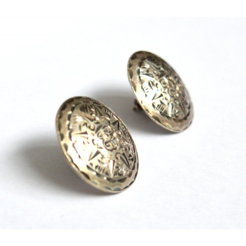 Antique silver earrings, Mexico, pre-1948