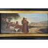 Francois Leon Benouville "Sfantul Francis de Assisi" pictura copie veche ulei pe lemn