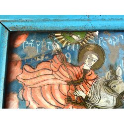 "Sfantul Gheorghe" icoana pe sticla Scheii Brasovului sec 19