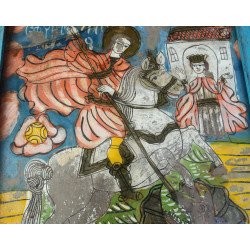 "Sfantul Gheorghe" icoana pe sticla Scheii Brasovului sec 19