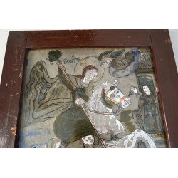"Sfantul Gheorghe" icoana pe sticla atelierul familiei Oancea, Saliste, prima jumătate a sec. XIX