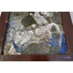 "Sfantul Gheorghe" icoana pe sticla atelierul familiei Oancea, Saliste, prima jumătate a sec. XIX