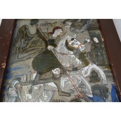 "Sfantul Gheorghe" icoana pe sticla atelierul familiei Oancea, Saliste, prima jumătate a sec. XIX