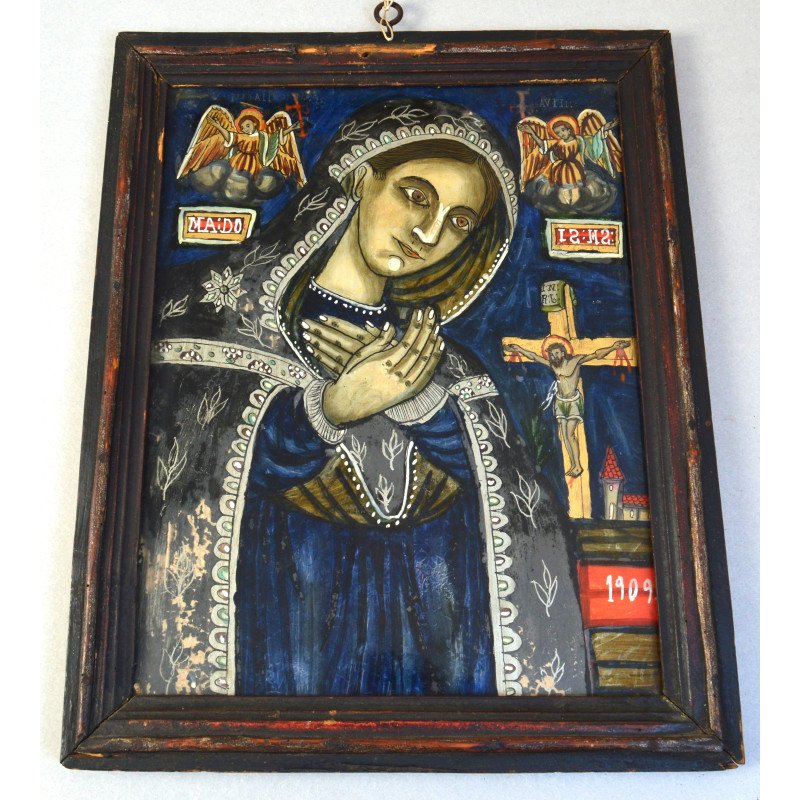 Pavel Zamfir "Maica Domnului Indurerata" icoana pe sticla Laz 1909