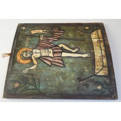 "Invierea" icoana pe lemn Moldova sfarsit de secol 18-inceput de secol 19